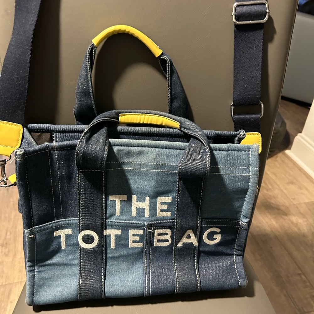 Denim  Bag with Yellow Accents